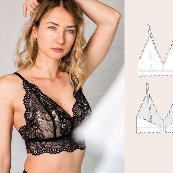 Sewing a lace bralette for beginners // digital pattern // size EU 65-95 cup XS-XXL