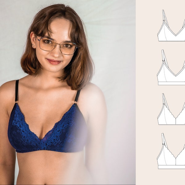 Bralette en dentelle ou en jersey // patron de couture numérique // Taille EU 65-95 Bonnet XS-XXL