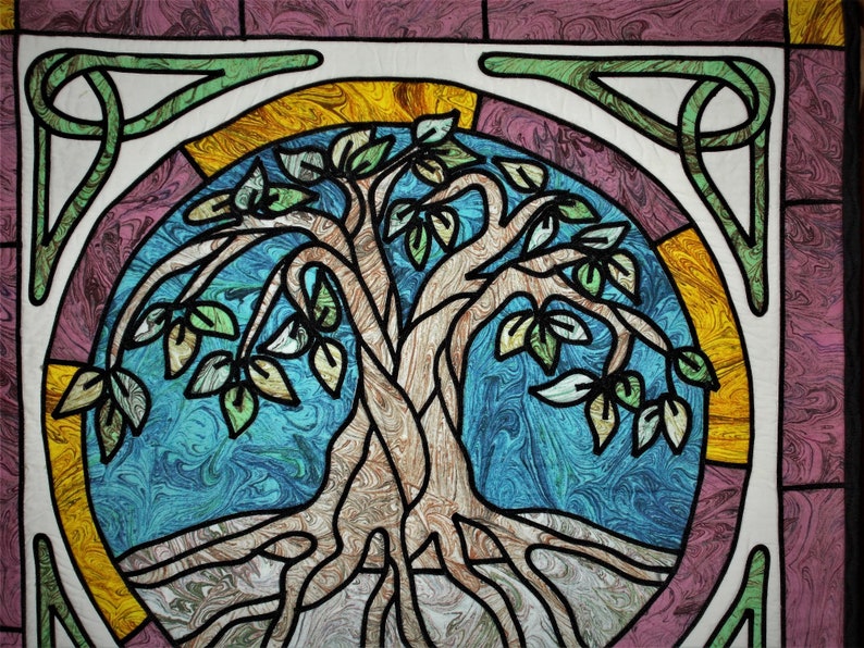 Celtic Tree of Life Stained Glass Quilted Wall Hanging by Etsy Canada
