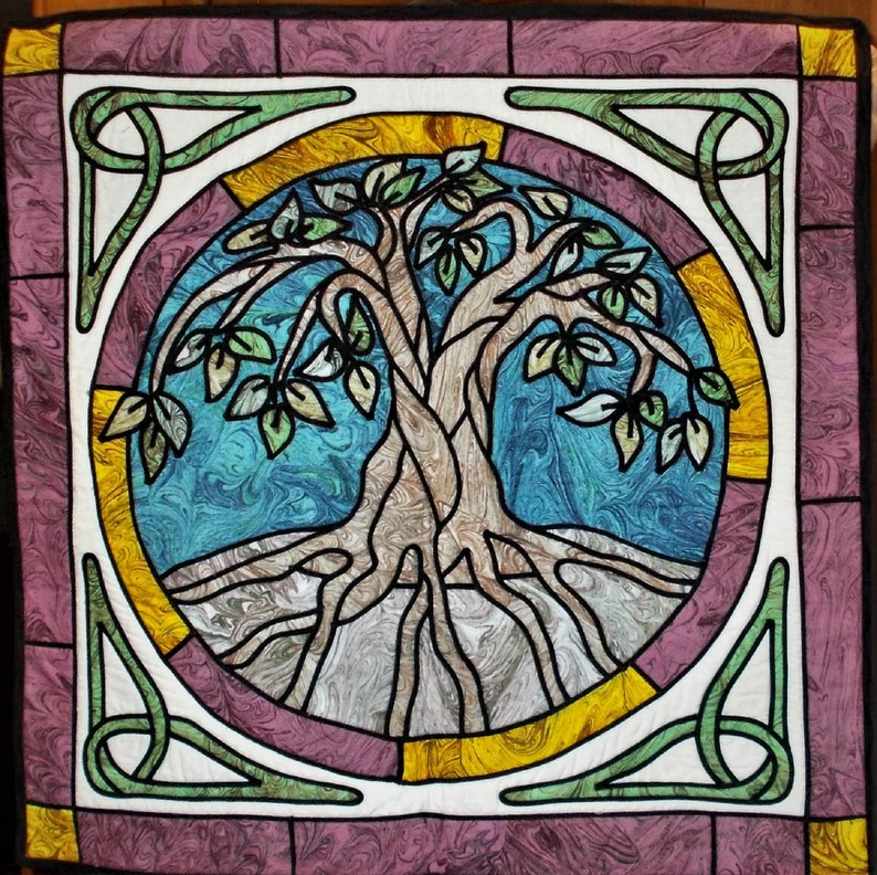 Celtic Tree of Life Stained Glass Quilted Wall Hanging by Etsy
