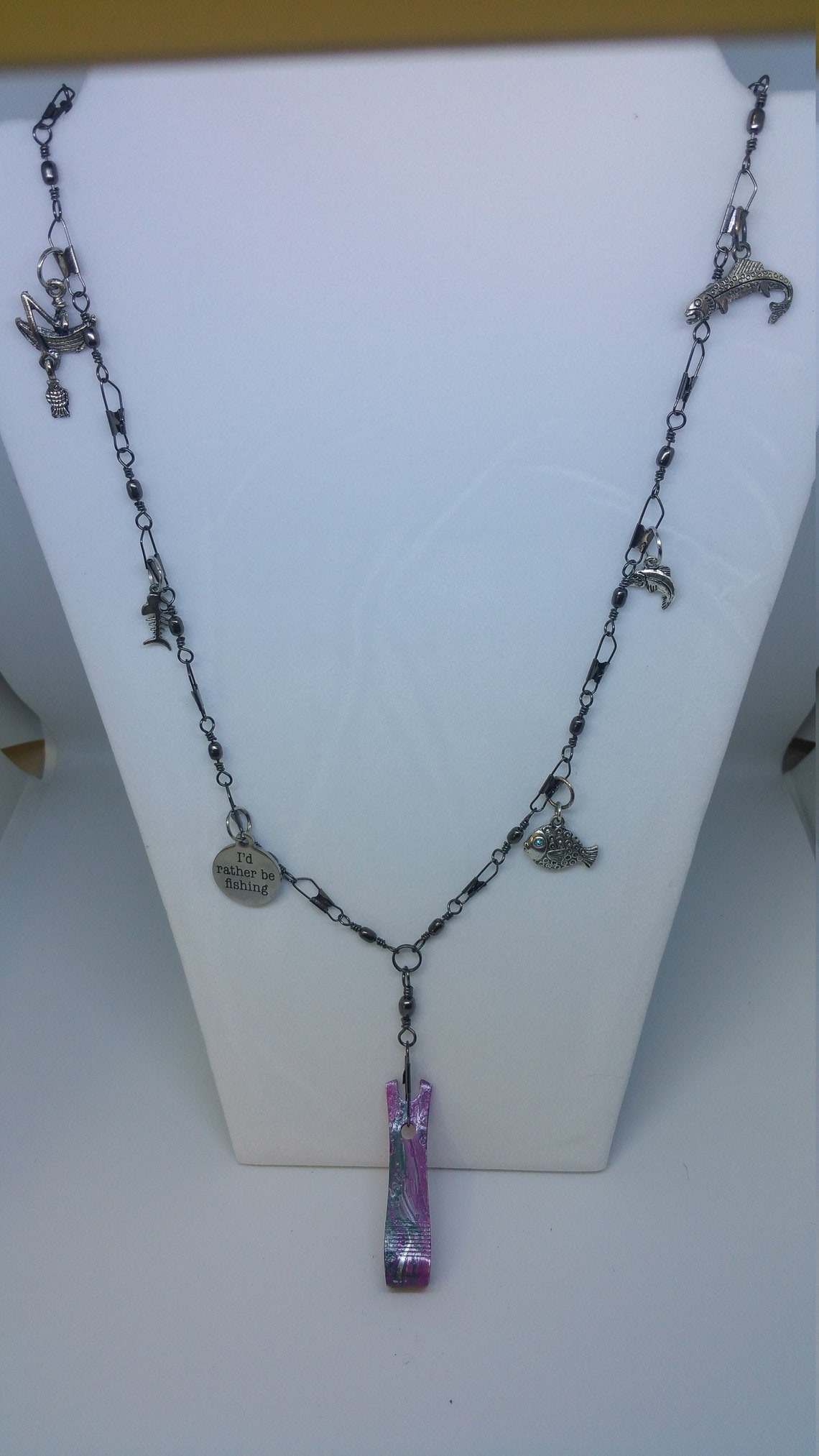 Fishing Charm Swivel Necklace Etsy