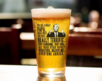 Funny Trump Pint Glass for Papa, Trump Father's Day, Best Gift Fathers Day for Papa, Funny Papa Gift, Pro Trump Papa Gift, 16 oz UV Print
