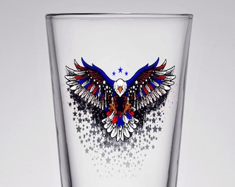 American Eagle Pint Glass, 4th of July Pint Glass, American Eagle Beer Glass, America First Pint Glass, Gift for Patriots, Pro America Beer