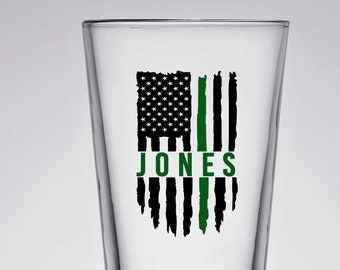 Personalized Border Patrol Pint Glass, Border Patrol Gift, Park Ranger Gift, Thin Green Line Pint, Customs and Border Glass, CBP Glass