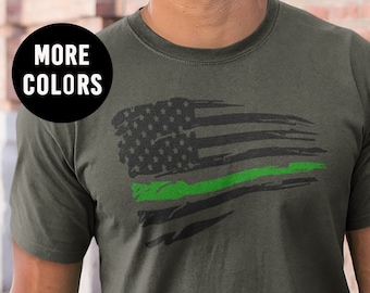 Thin Green Line Shirt, Back the Green Military TShirt, Support Our Troops, Border Patrol Park Rangers Gift, Best Christmas Gift for Military