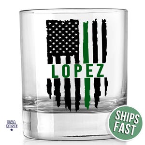 Personalized Border Patrol Whiskey Glass, Border Patrol Gift, Park Ranger Gift, Thin Green Line Glass, Customs and Border Glass, CBP Glass