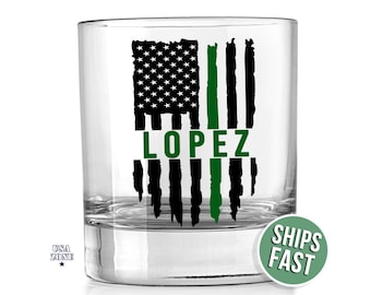 Personalized Border Patrol Whiskey Glass, Border Patrol Gift, Park Ranger Gift, Thin Green Line Glass, Customs and Border Glass, CBP Glass