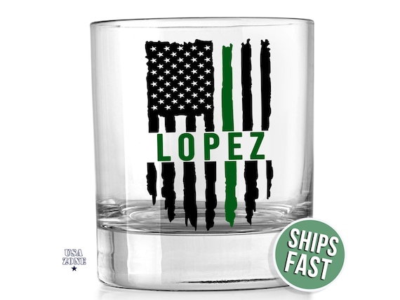 Personalized Border Patrol Whiskey Glass, Border Patrol Gift, Park Ranger Gift, Thin Green Line Glass, Customs and Border Glass, CBP Glass