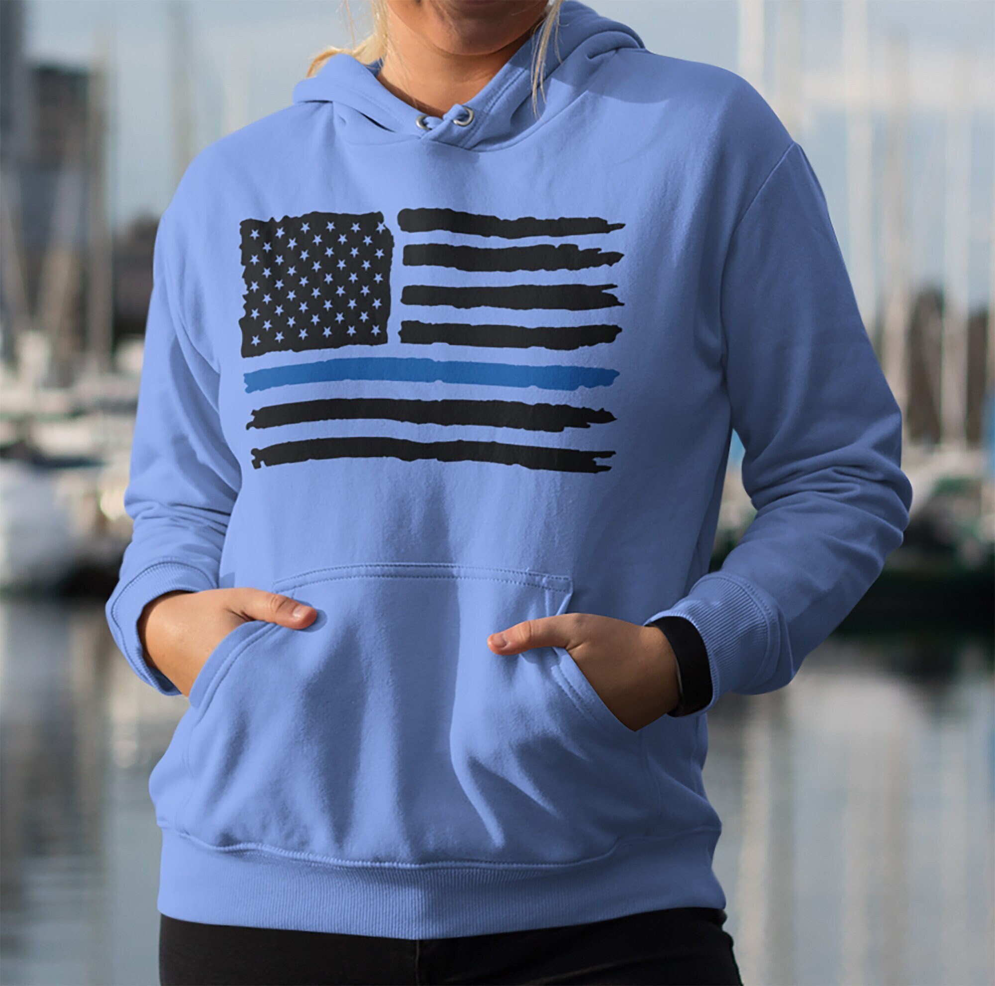 Thin Blue Line Hoodie Back the Blue Hoodie Law Enforcement Etsy