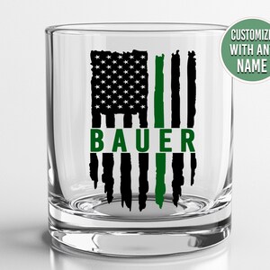 Personalized Border Patrol Whiskey Glass, Border Patrol Gift, Park Ranger Gift, Thin Green Line Glass, Customs and Border Glass, CBP Glass image 2