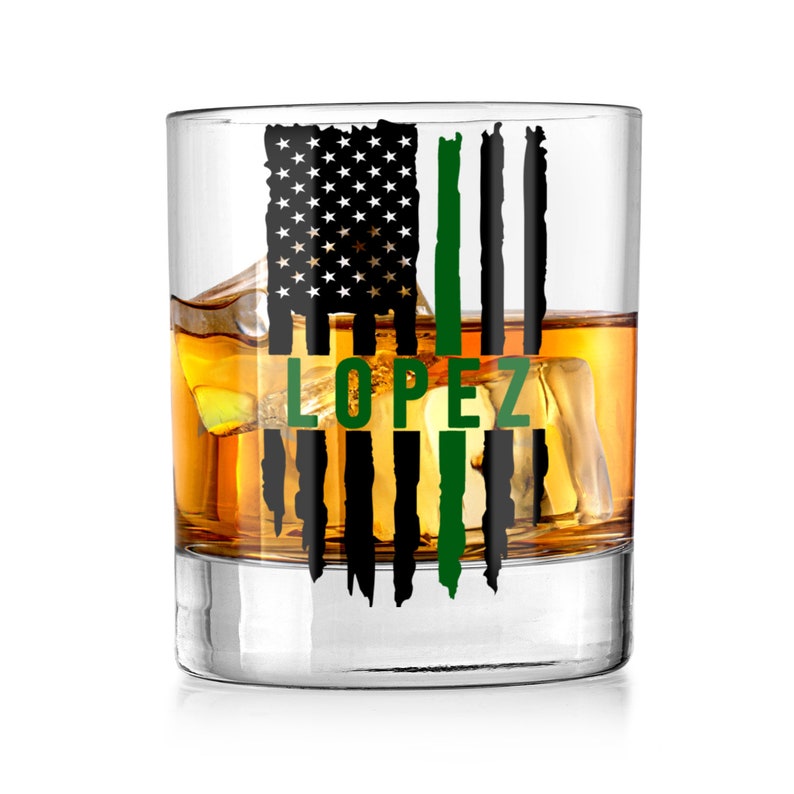 Personalized Border Patrol Whiskey Glass, Border Patrol Gift, Park Ranger Gift, Thin Green Line Glass, Customs and Border Glass, CBP Glass image 3