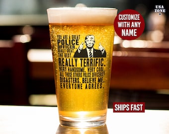 Custom Police Pint Glass, Funny Police Gift, Cop Gift, Police Officer Gift, Police Academy Gift, Back the Blue Police, Blue Lives Matter