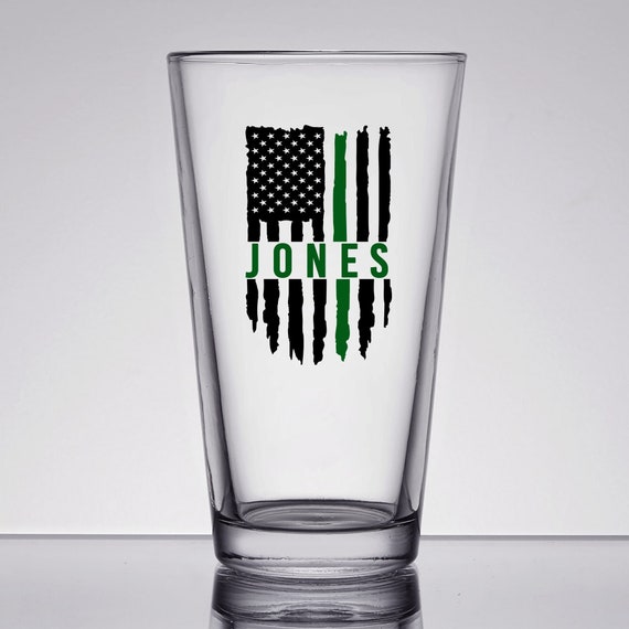 Personalized Border Patrol Pint Glass, Border Patrol Gift, Park Ranger Gift, Thin Green Line Pint, Customs and Border Glass, CBP Glass