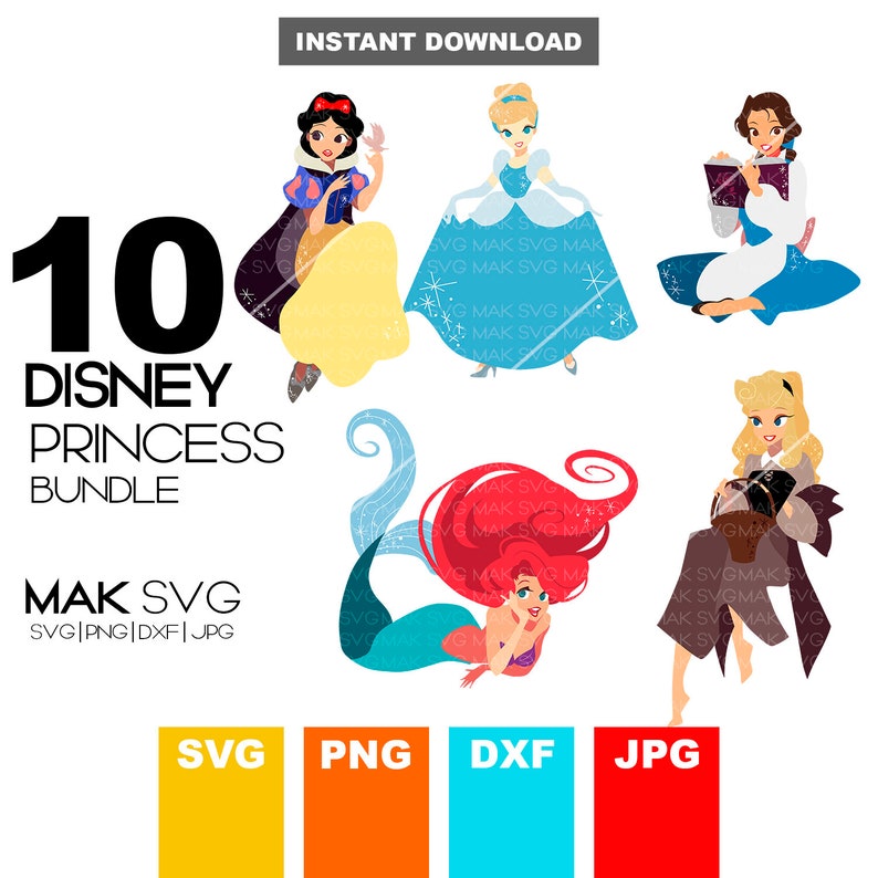 Download Disney Princess Svg Bundle Cricut File Cinderella Svg | Etsy