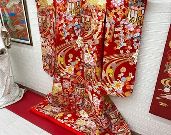 Uchikake,Kimono,Japanese kimono Robe,Wedding Robe,Silk,  Fabric, original, furniture art