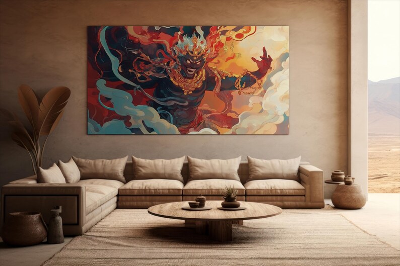 Digital art print, printable wall decor, fantasy art, mythical creatures, high-resolution artwork, cultural prints, fantasy poster, instant download, character art, home decor, fantasy landscape, mystical creatures art, digital wall print