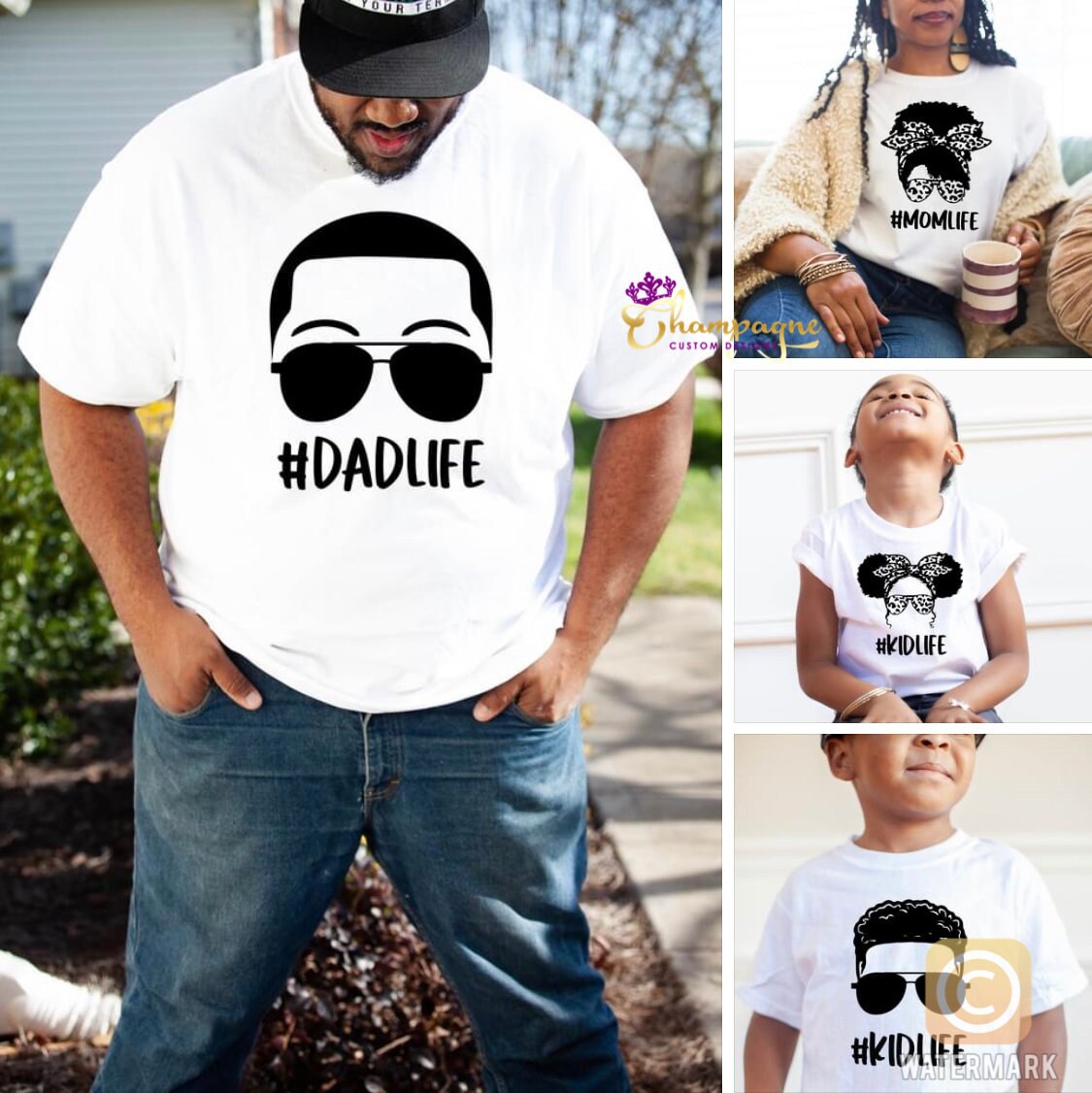 Black Family Matching Shirt Set Dad Life T-Shirt Mom Life | Etsy