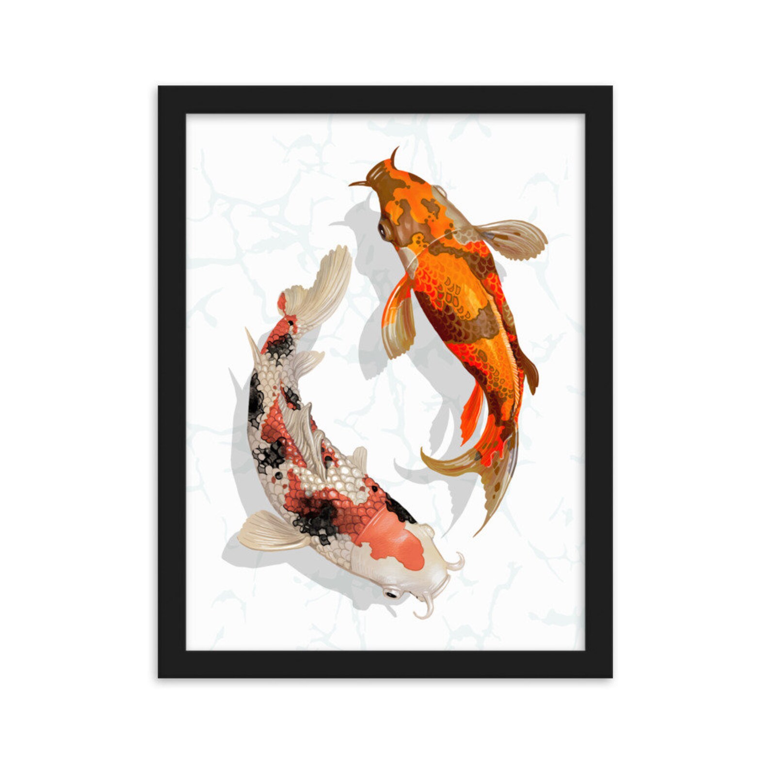 Koi Fish Japonais Koi Painting Framed Art Wall Art Framed Etsy