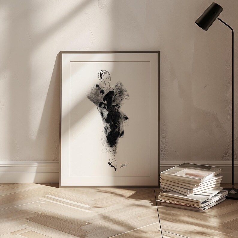 Fashion Sketch Art Print: Paint and Pen Illustration (Digital Download) image 2