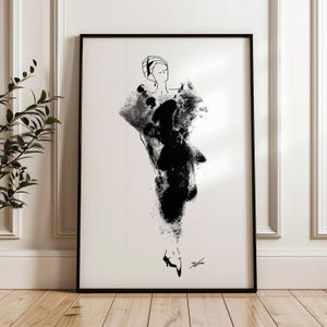 Fashion Sketch Art Print: Paint and Pen Illustration (Digital Download) image 1
