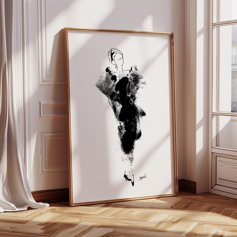 Fashion Sketch Art Print: Paint and Pen Illustration (Digital Download) image 4