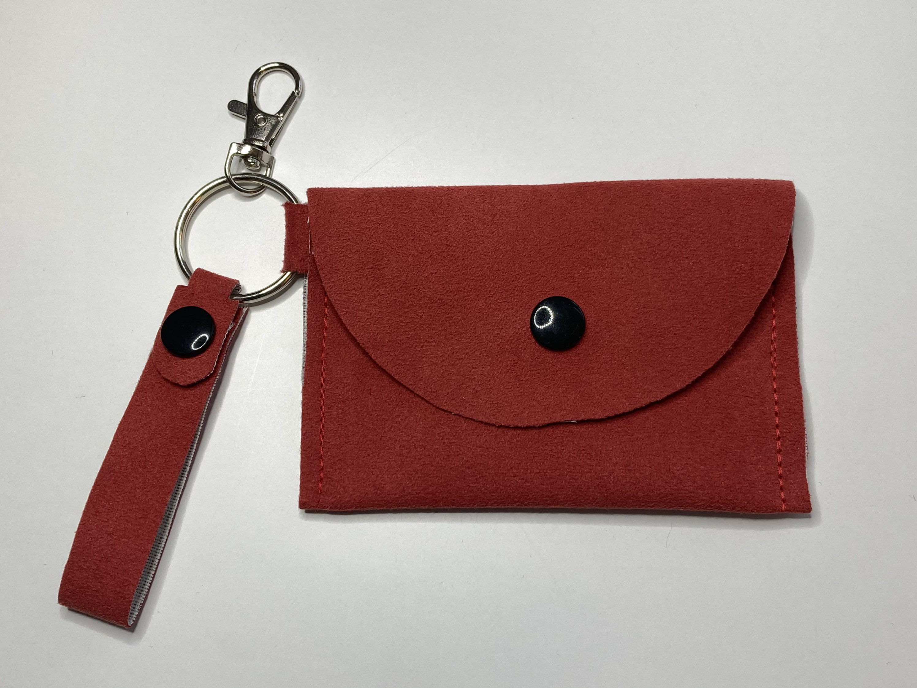 Red Faux Suede Keychain Wallet with Key Strap and Lobster Etsy