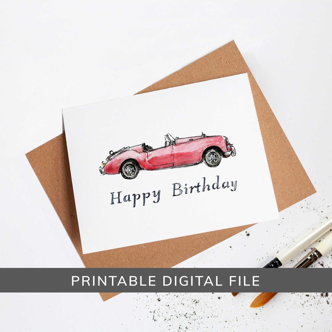 PRINTABLE Car Birthday Card, Birthday Card for Grandpa, Printable Happy ...
