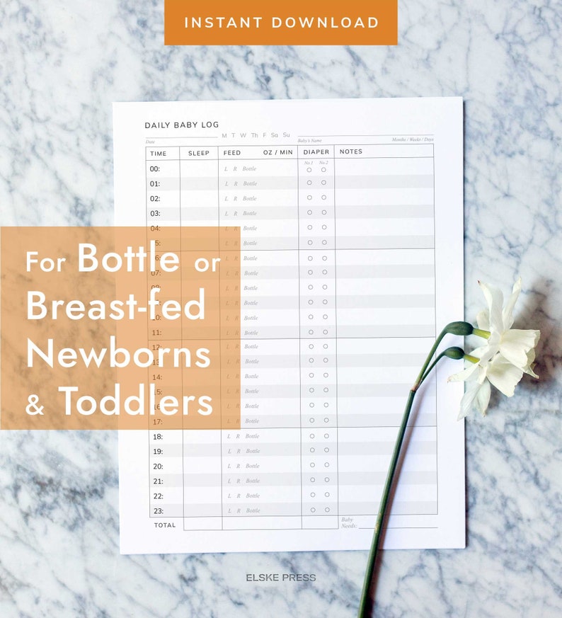 Puede incluir: Registro diario imprimible para beb&eacute;s para llevar un seguimiento del sue&ntilde;o, las comidas, los cambios de pa&ntilde;al y las notas. El registro est&aacute; dise&ntilde;ado para beb&eacute;s alimentados con biber&oacute;n o con leche materna, y para ni&ntilde;os peque&ntilde;os. El registro tiene un dise&ntilde;o sencillo con fondo blanco y texto negro.