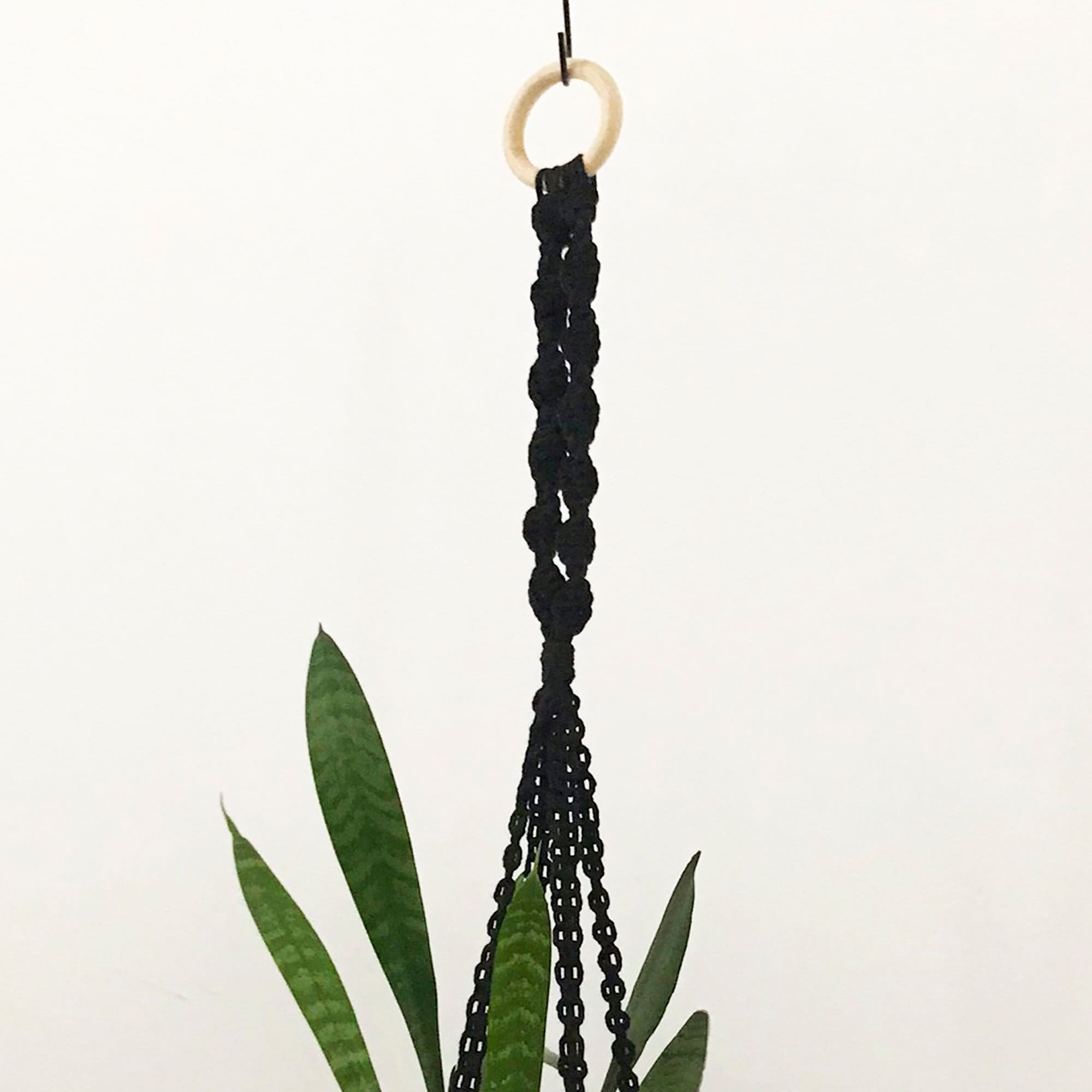 Black Macrame Hanging Basket / Plant Hanger in Two Designs and Etsy UK