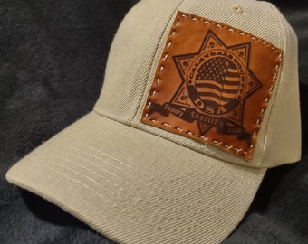 Custom Engraved Leather Logo Baseball Caps.