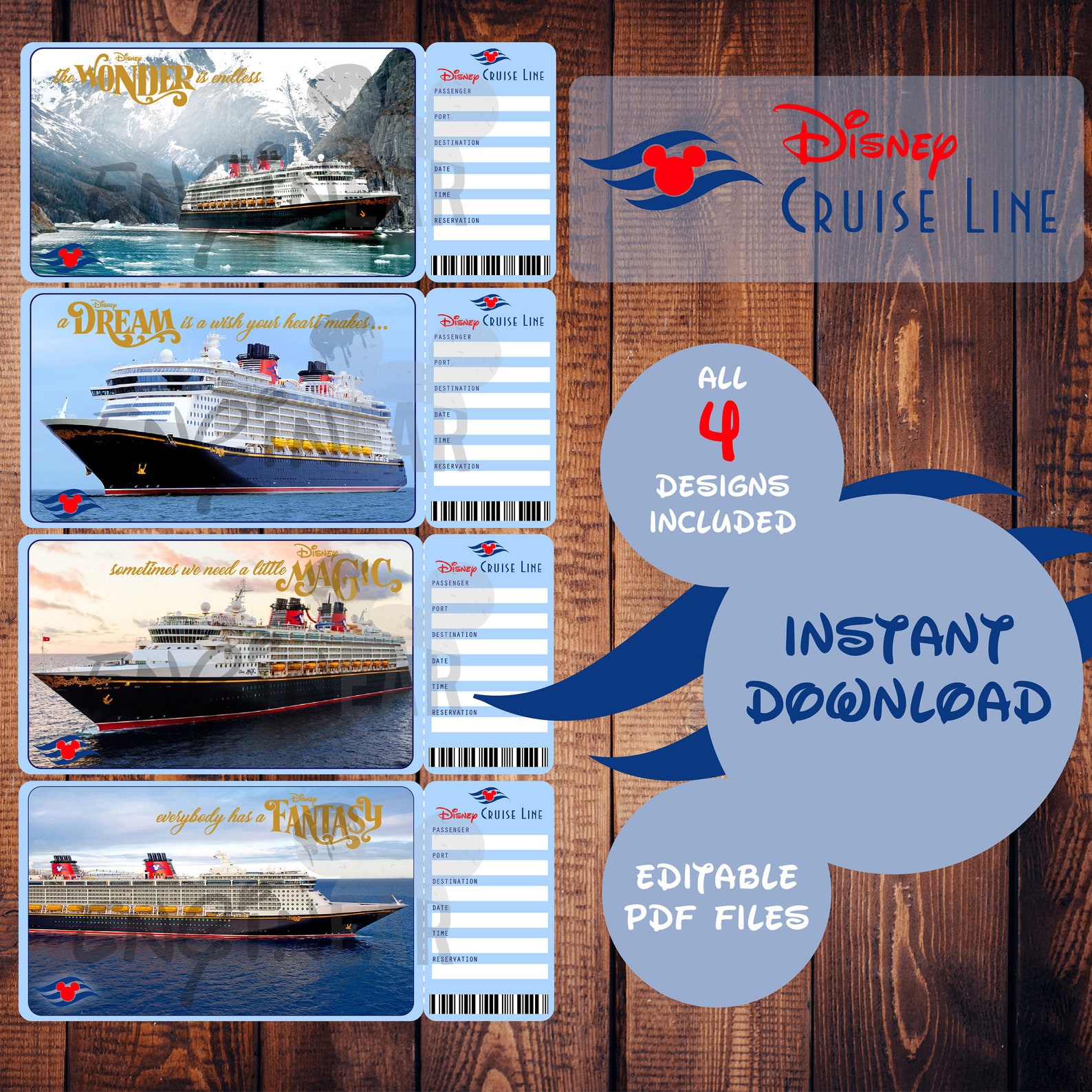 Disney Cruise Line Editable Tickets Etsy