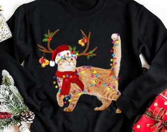 Cat Christmas Sweater Etsy Cat Christmas Sweater Etsy