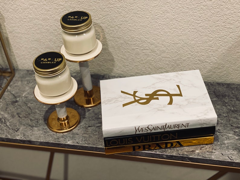 Coffee Table Book Set Gold Black and Marble Etsy