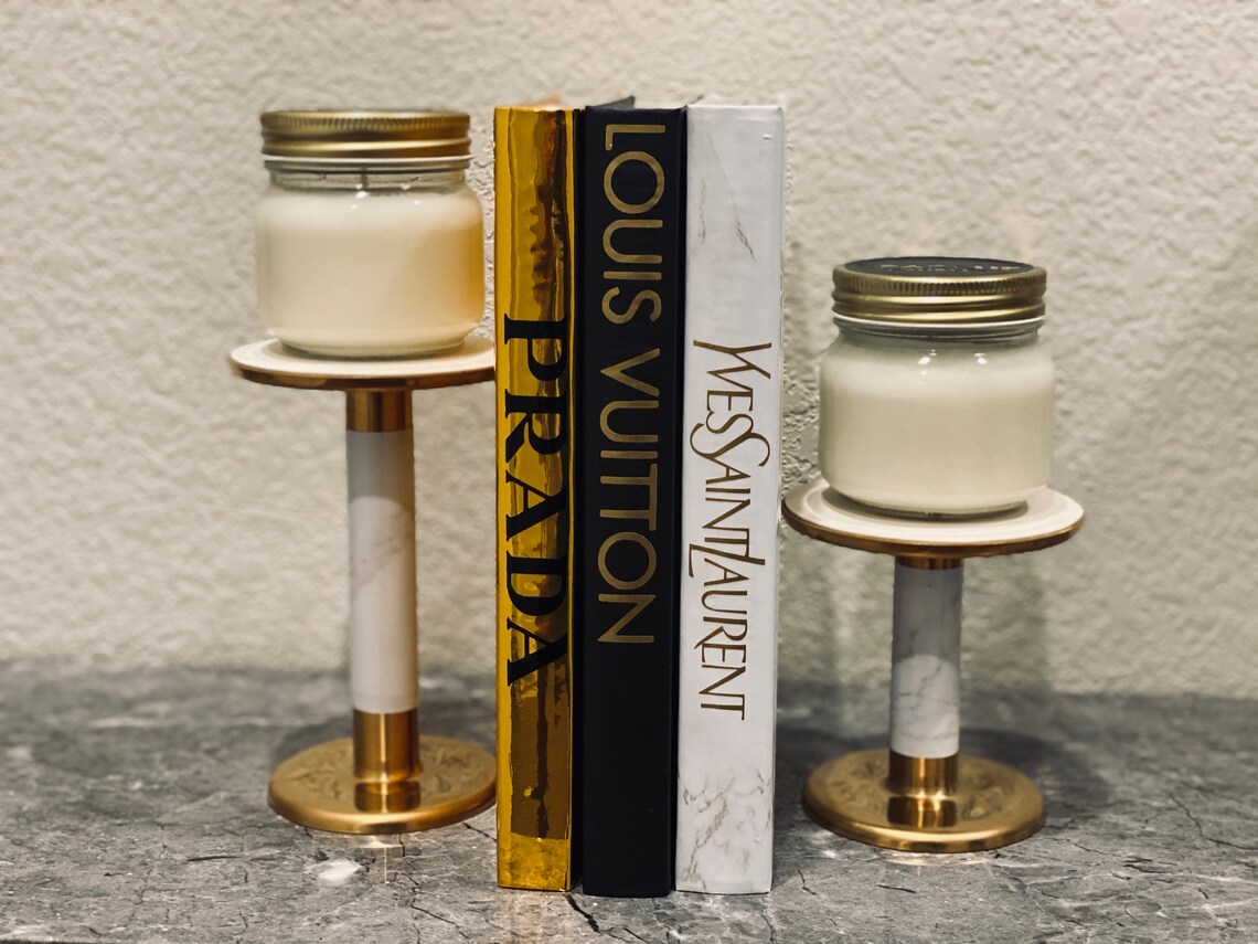 Coffee Table Book Set Gold Black and Marble Etsy