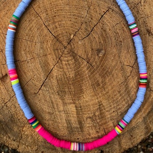 Handmade Heishi Beaded Necklace, Boho Beach Necklace, Surfer Necklace, Beach Necklace