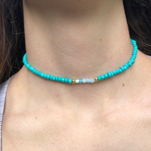 Seed Bead Choker, Beaded Choker Necklace, Seed Bead, Boho Beach Necklace, Seed Bead Necklace, Beach Choker, Turquoise, Fall Choker