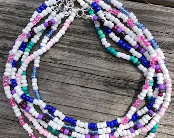 Seed Bead Choker, Beaded Choker Necklace, Seed Bead, Boho Beach Necklace, Seed Bead Necklace, Beach Choker, Summer Choker