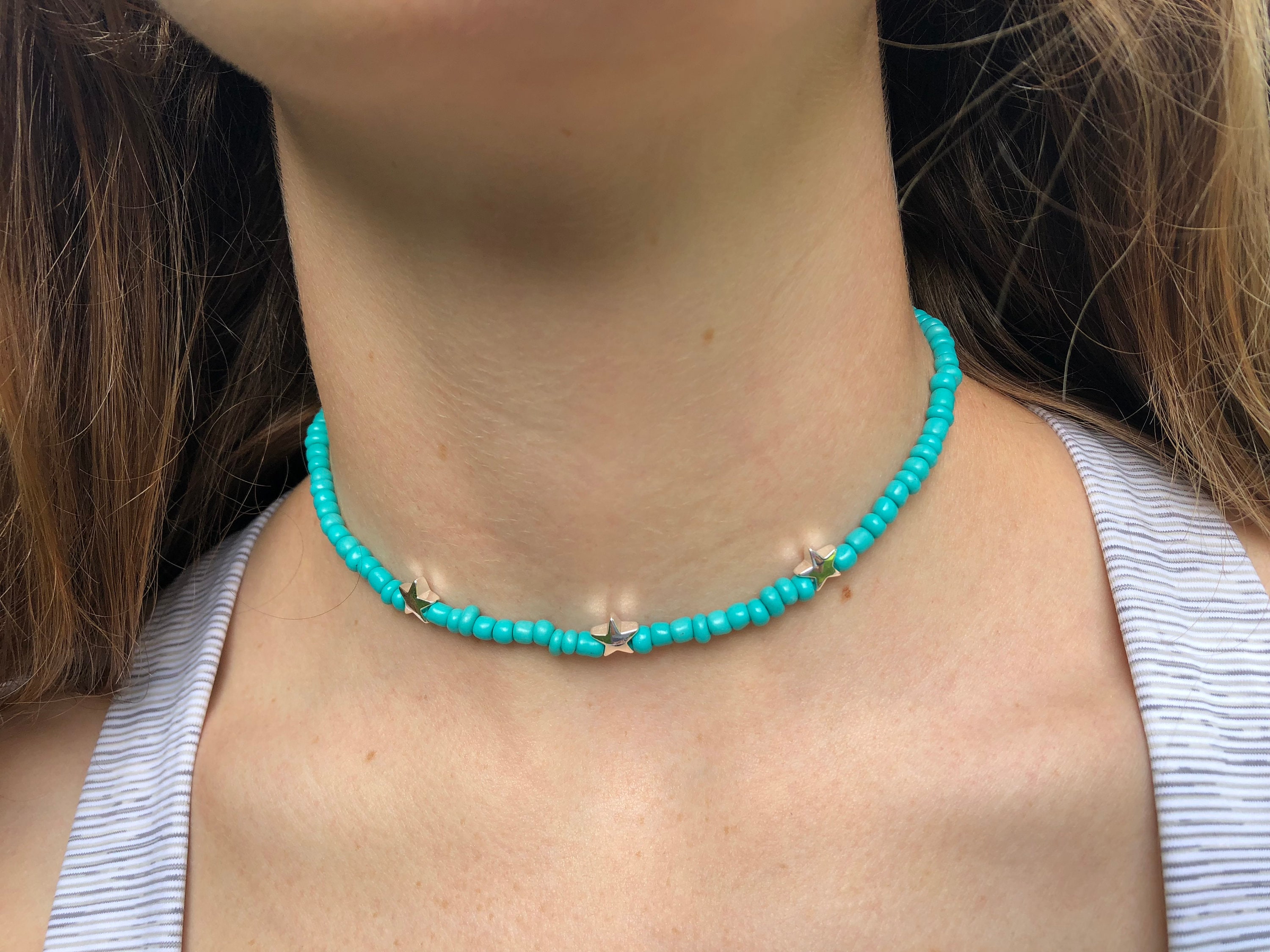Beach Necklaces For Women POfo Boho Starfish Necklace For Women Beachy Hawaiian Rice Beads Choker Necklace For Women Men Summer Beach Ocean Beaded Jewelry L2020 Shell Necklaces For Women
