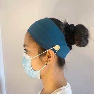 Headband with buttons for Mask / Cotton   Headband /  Ear saver Headband / Women  Headband/  Nurse Headband / Made in Canada