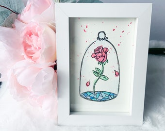 Beauty Beast Painting Enchanted Rose Wall Art Etsy