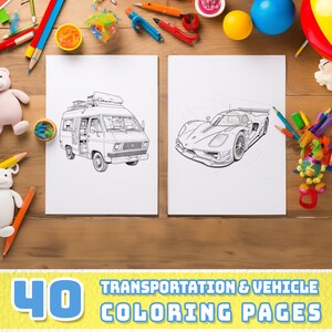 40 Cars and Transportation Coloring Pages | Vehicle Coloring Pages | Car Coloring Pages| Printable | Adult and kids coloring page