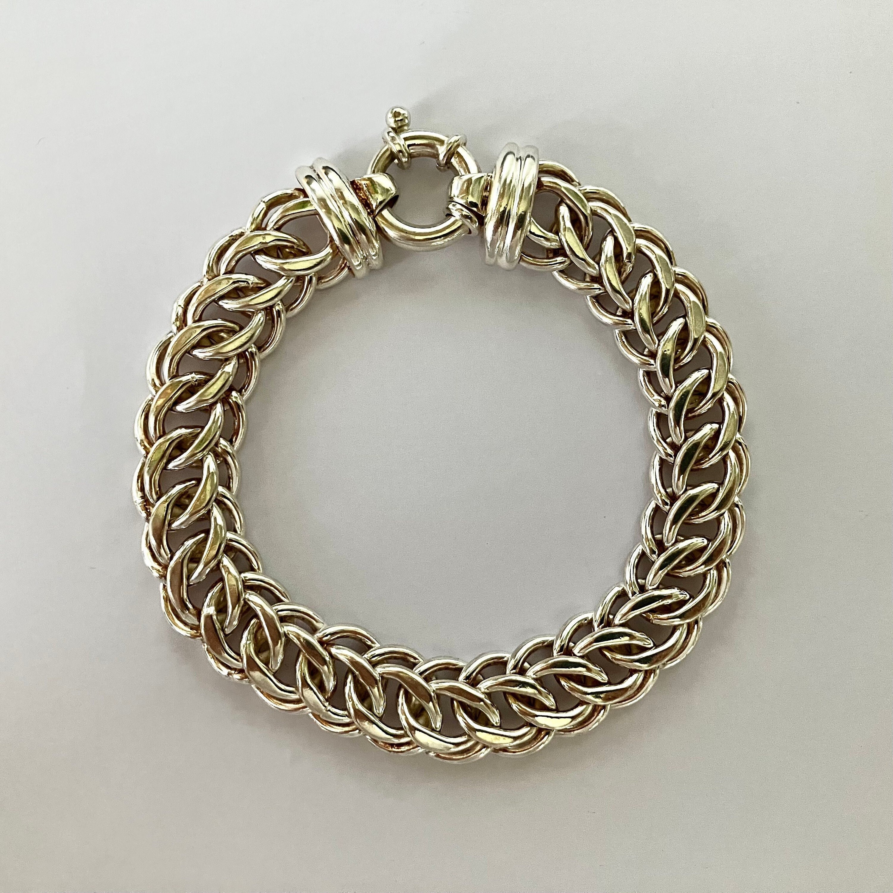 Vintage Chunky Silver Chain Bracelet: Wide Link, 8.5 Inch - Etsy