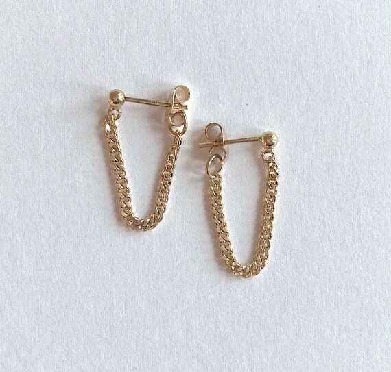 Gold chain hoop earrings, chain earrings, light we