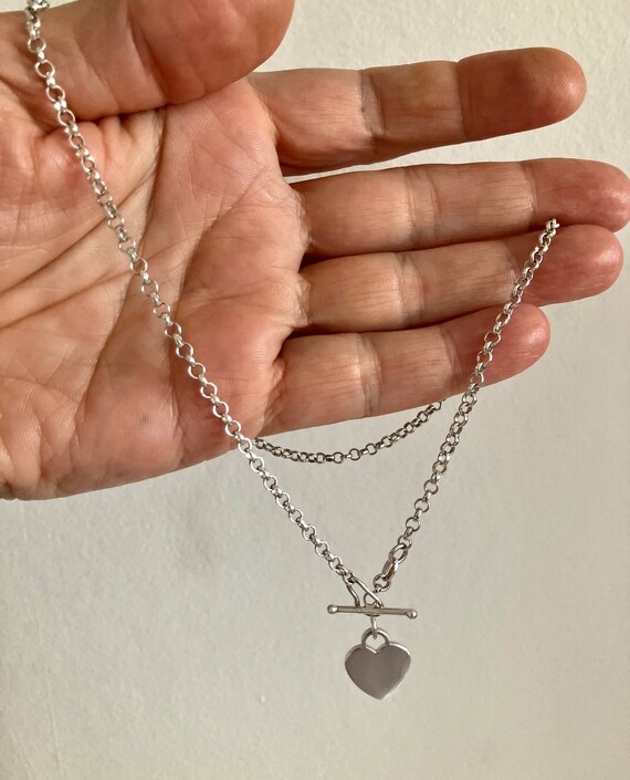 Vintage Tiffany style heart and bar chain, watch … - image 6
