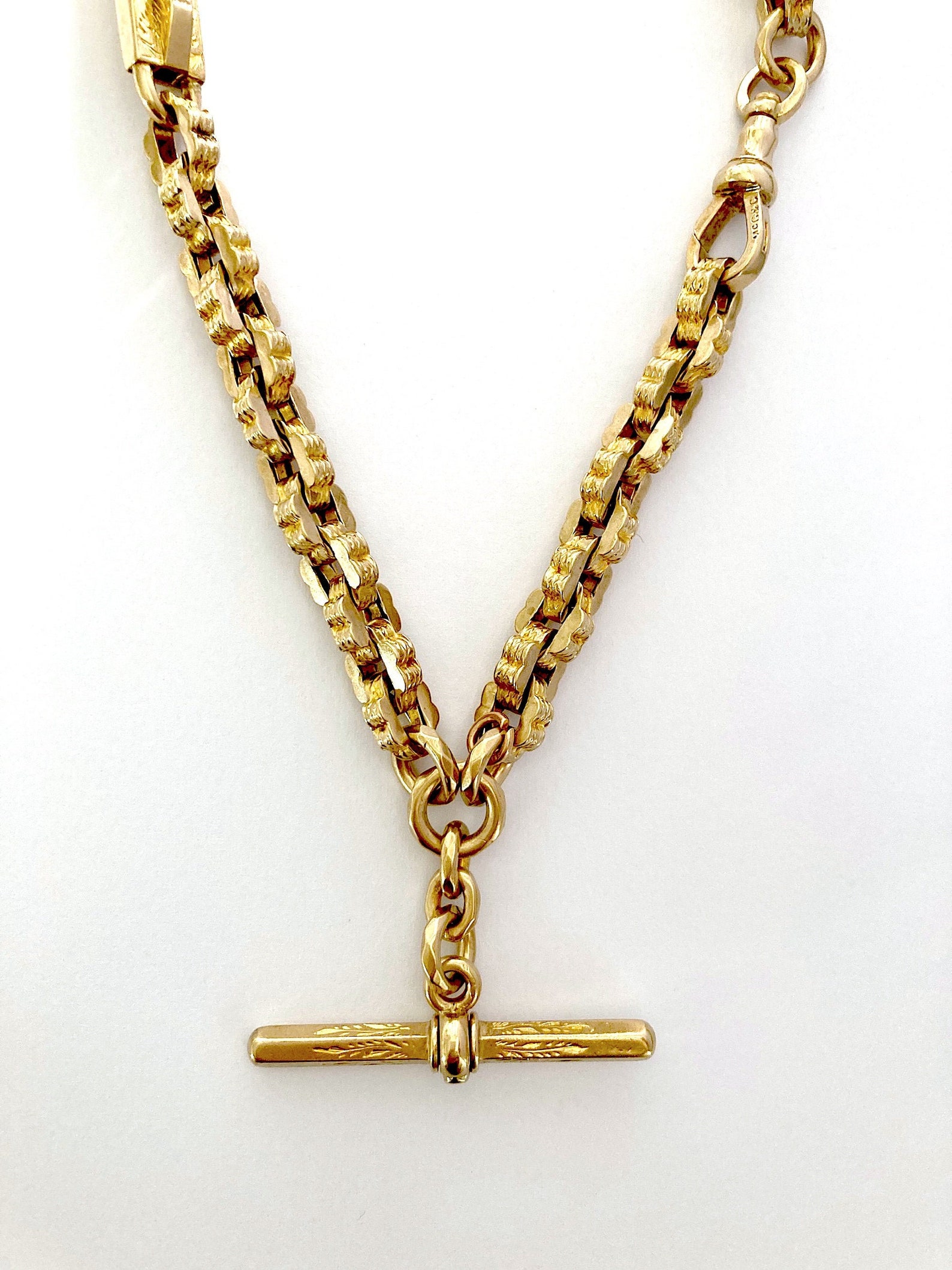 Victorian 9ct Gold T bar necklace 15 inch gold Watch chain Etsy