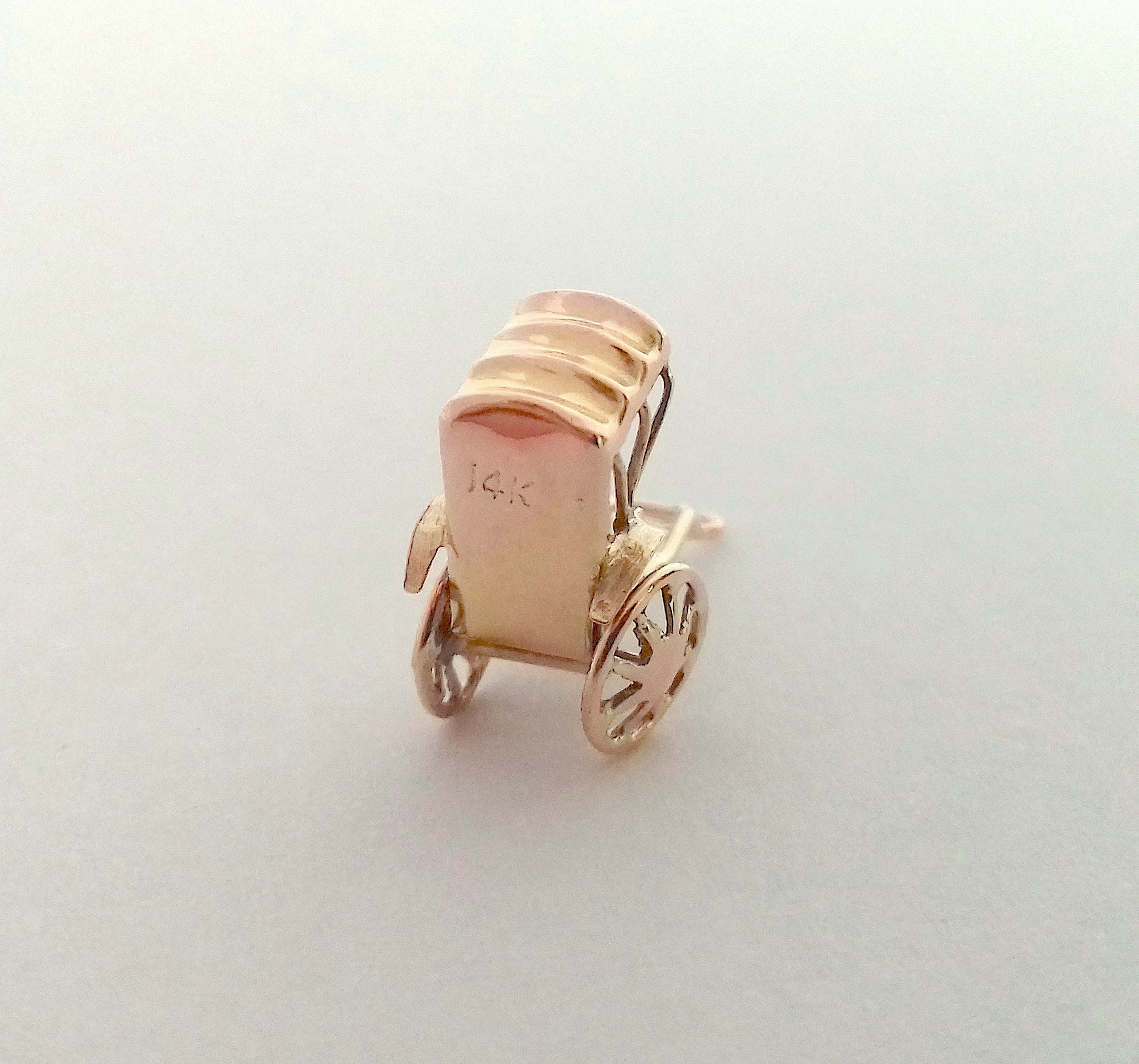 Vintage 14k Gold Rickshaw Charm With Moving Wheels - Etsy