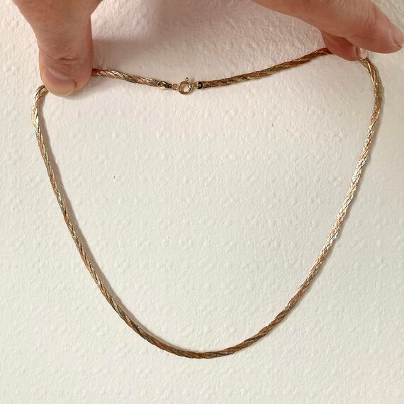 9ct 3 Colour Gold 3 Plait Herringbone Necklace 46cm/18' : Amazon.com.au:  Clothing, Shoes & Accessories