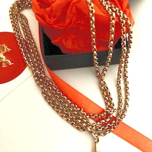 Antique extra long solid gold chain, 56 inch solid 9ct gold muff chain, 32.13g heavy antique gold chain, 9k gold chain, gold layering chain