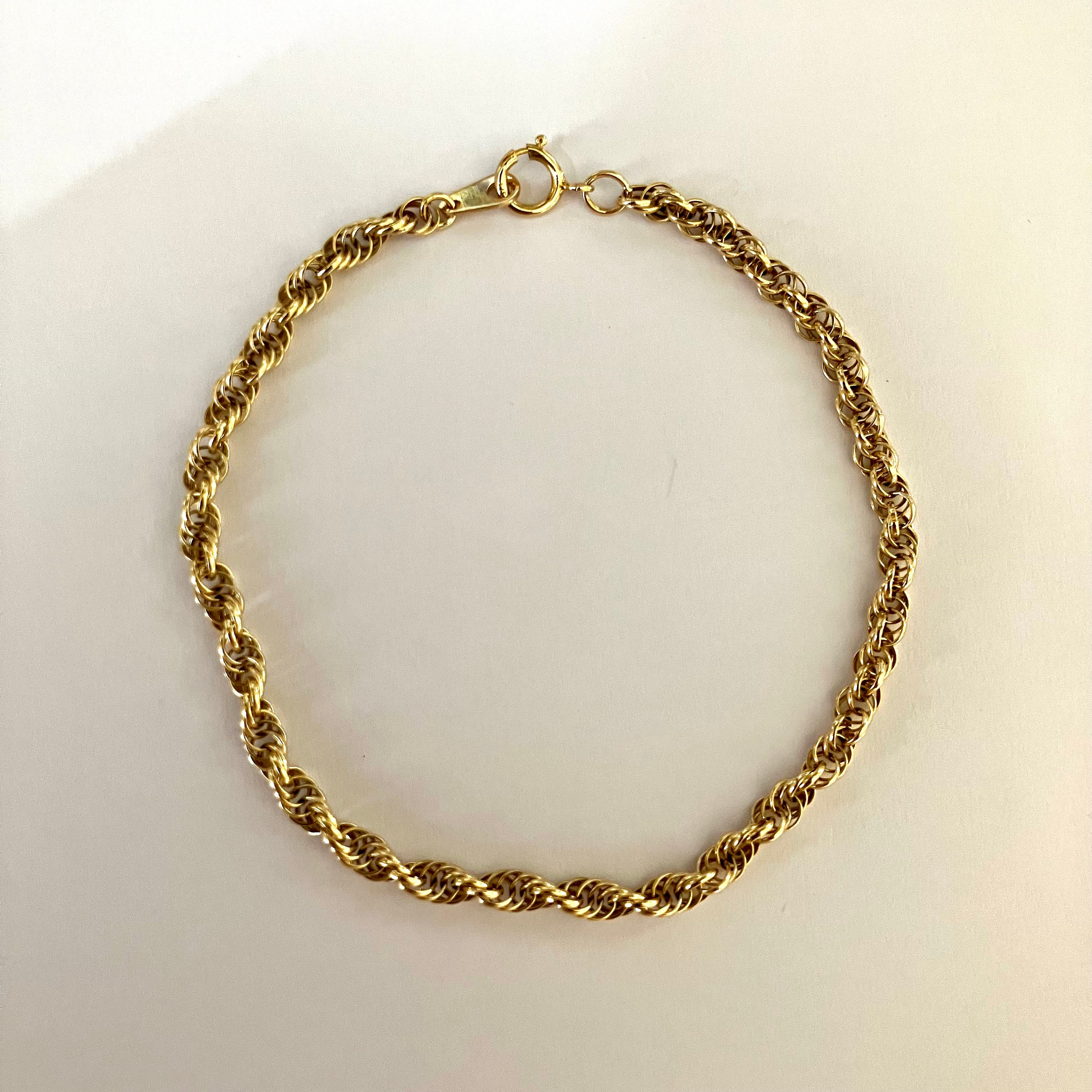 ヴィンテージ 9カラット ゴールド ロープチェーン ブレスレット 