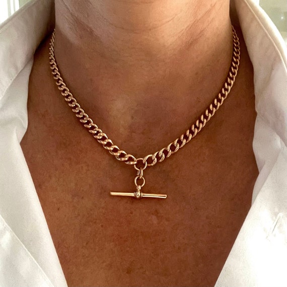 9ct Gold Watch Chain Necklace. Antique 9ct Gold Albert Chain